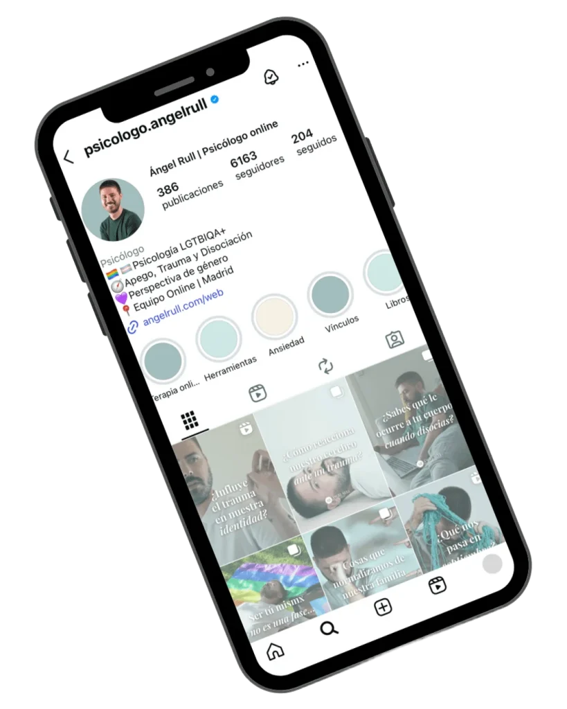 Instagram de psicólogos online de Ángel Rull